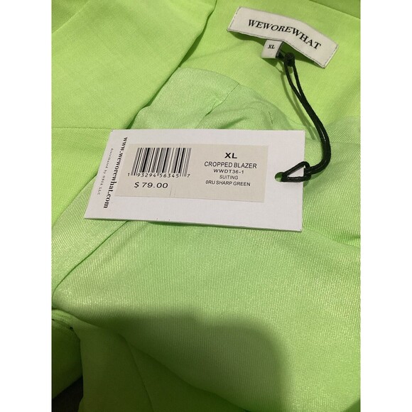 WeWoreWhat Cropped Lime Green Long Sleeve Collar Blazer XL - Picture 7 of 9